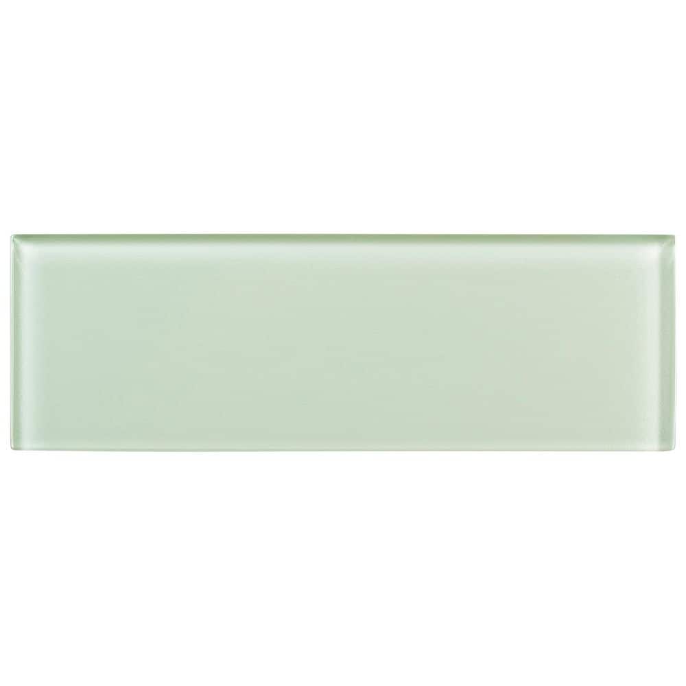 Enchant-Elle Florette Light Green 4-in. x 12-in. Subway Polished Glass Wall