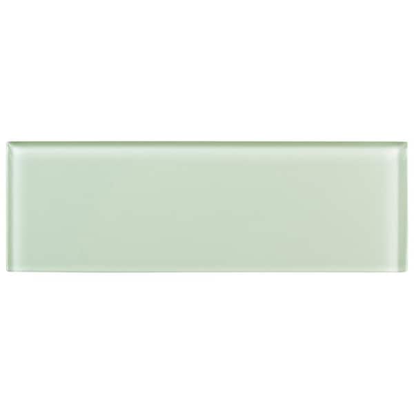 ANDOVA Enchant-Elle Florette Light Green 4-in. x 12-in. Subway Polished Glass Wall and Floor Tile (4.88 sq. ft./Case)