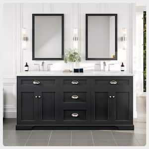 Epic 72 in. W x 22 in. D x 34 in. H Double Bathroom Vanity in Charcoal Gray with White Quartz Top with White Sinks