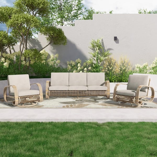 ULAX FURNITURE Arsterie 3-Piece Aluminum Patio Conversation Set