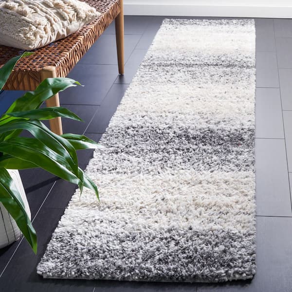 Berber Shag 2 ft. x 9 ft. Gray/Charcoal Gradient Modern Runner Rug