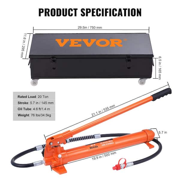 20 Ton Body Jack Portable Hydraulic Hand Pump Body Frame Repair Tool Set