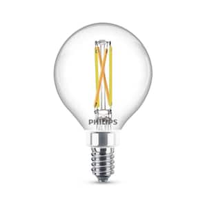 40-Watt Equivalent Ultra Definition G16.5 Clear Glass Dimmable E12 LED Light Bulb Soft White Warm Glow 2700K (2-Pack)