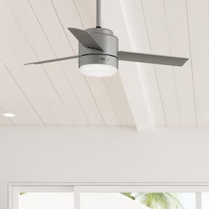Gilmour 44 in. Indoor/Outdoor Matte Silver Ceiling Fan with Light Kit and Remote Included