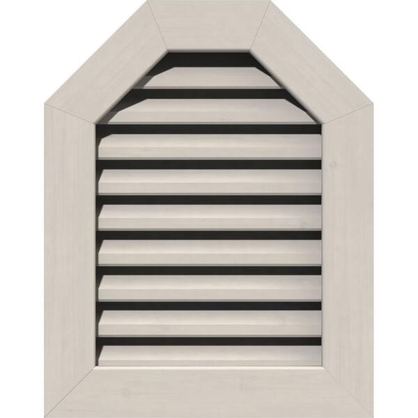 Ekena Millwork 23" x 27" Octagon Primed Smooth Pine Wood Paintable Gable Louver Vent Functional