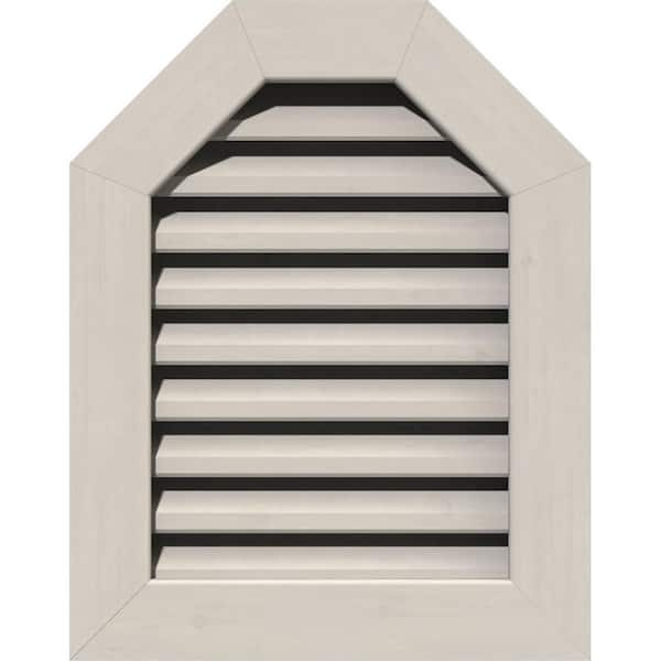 Ekena Millwork 23" x 27" Octagon Primed Smooth Pine Wood Paintable Gable Louver Vent Functional