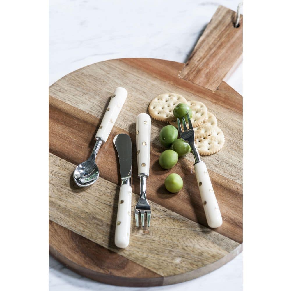 Alice Silver and Beige Resin Handle Coffee Spoons Set of 4