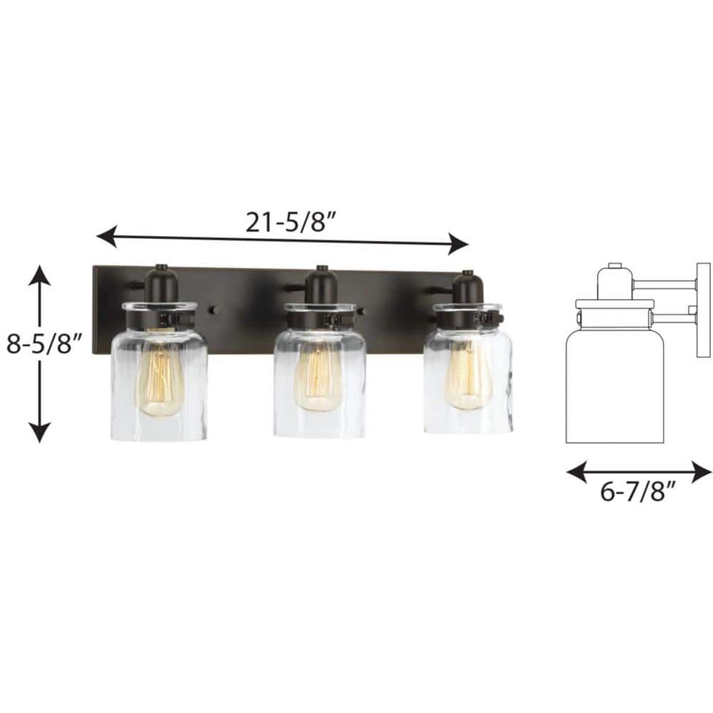 Calhoun Antique Bronze 3-Light Farmhouse Vanity Bath Light
