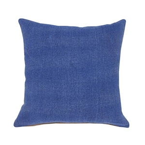 Classic Blue Solid Soft Poly-Fill 20 in. x 20 in. Indoor Throw Pillow