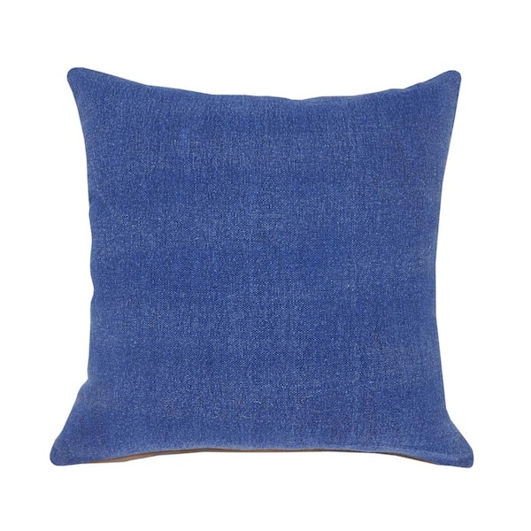 LR Home Classic Blue Solid Soft Poly-Fill 20 in. x 20 in. Indoor Throw Pillow