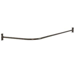 Commercial No Rust 66 in. Aluminum L Shaped Shower Rod with Vertical Ceiling Support in Dark Bronze