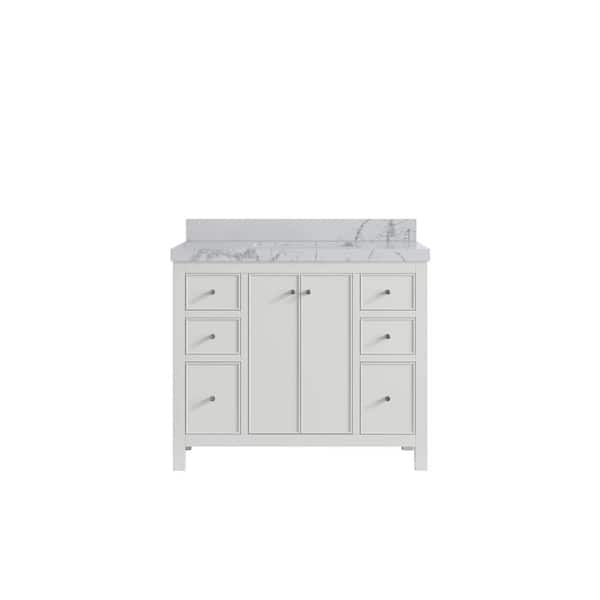 Willow Collections Chicago 42 in. Single Sink Freestanding White Bath Vanity with Venatino Qt. Top Unassembled