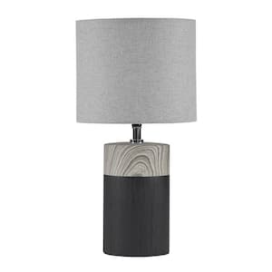 17.32 in. Black Textured Ceramic Reading Desk Lamp with Cylinder Style Base and Round Drum Shade