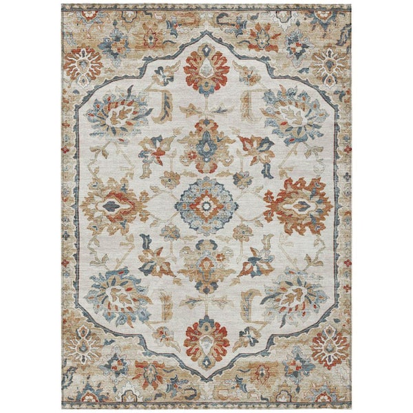 Chantille Machine Washable Indoor/Outdoor Abstract ACN2793 Linen 8 ft. x 10 ft. Area Rug