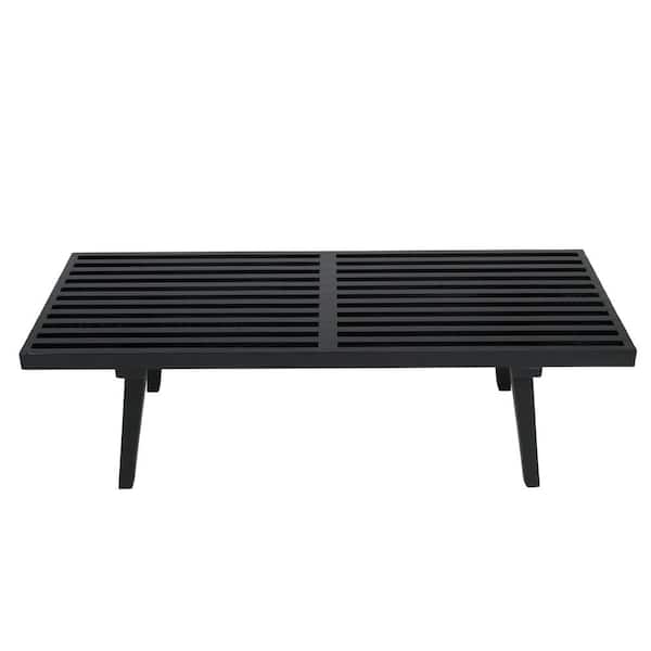 Leisuremod Inwood Platform Black Bench Backless with Solid Wood 48 in.  NB48BL - The Home Depot