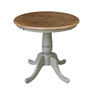 30 in. Round Hickory/Stone Solid Wood Dining Table