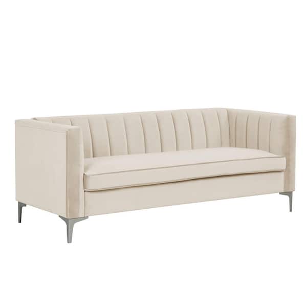 Morden Fort 71 in. Wide Velvet Square Arm Mid-Century Morden Fort 71 in. Wide Velvet Square Arm Mid-Century