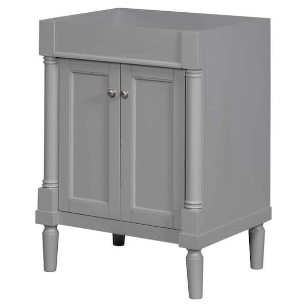 Tileon Modern Wood Bath Vanity Cabinet without Top 24 in. with 2-Doors and Adjustable Shelf in Grey
