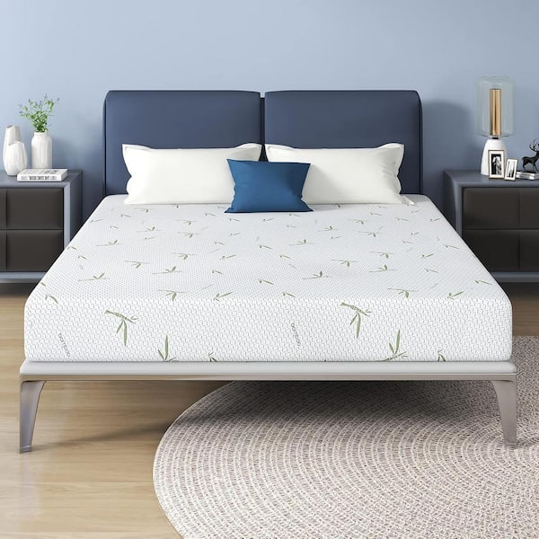 Yangming Queen Medium Firm Green Tea Memory Foam Mattress 10 in. Bed-in-a-Box Mattress with Removable Bamboo Cover