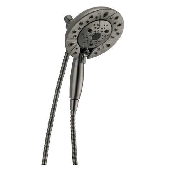Delta In2ition 5-Spray Patterns 1.75 GPM 6.88 in. Wall Mount Dual Shower Heads in Lumicoat Black Stainless