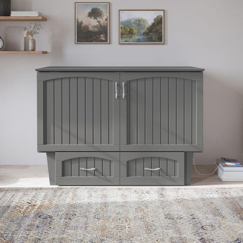 Nantucket White Murphy Bed Chest with Full Mattress - thumbnail 8