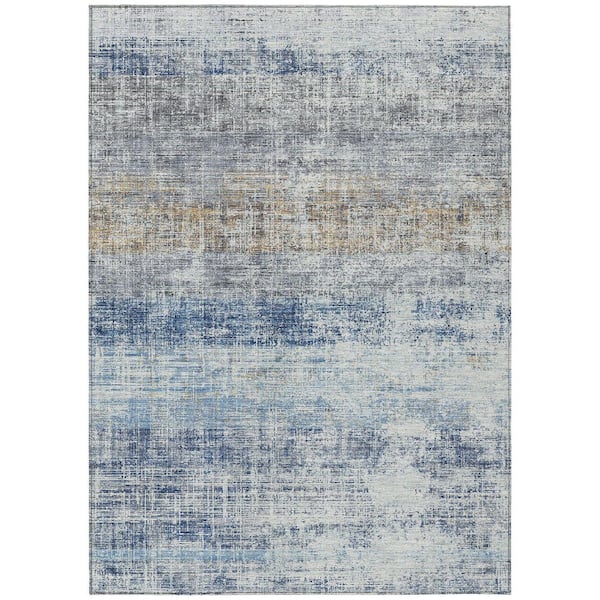 Chantille Machine Washable Indoor/Outdoor Abstract ACN2388 Denim 10 ft. x 14 ft. Area Rug