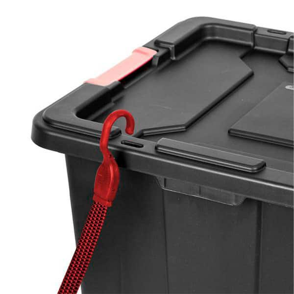 14 Gal. Plastic Durable Storage Bin with Lid in Black (6-Pack) bin-382 -  The Home Depot