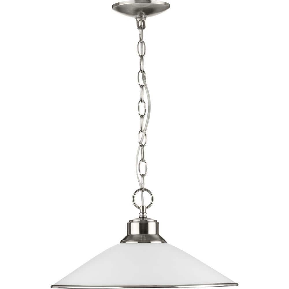 Mini Brushed Nickel Glass Pendant Light with Satin Opal Diffuser