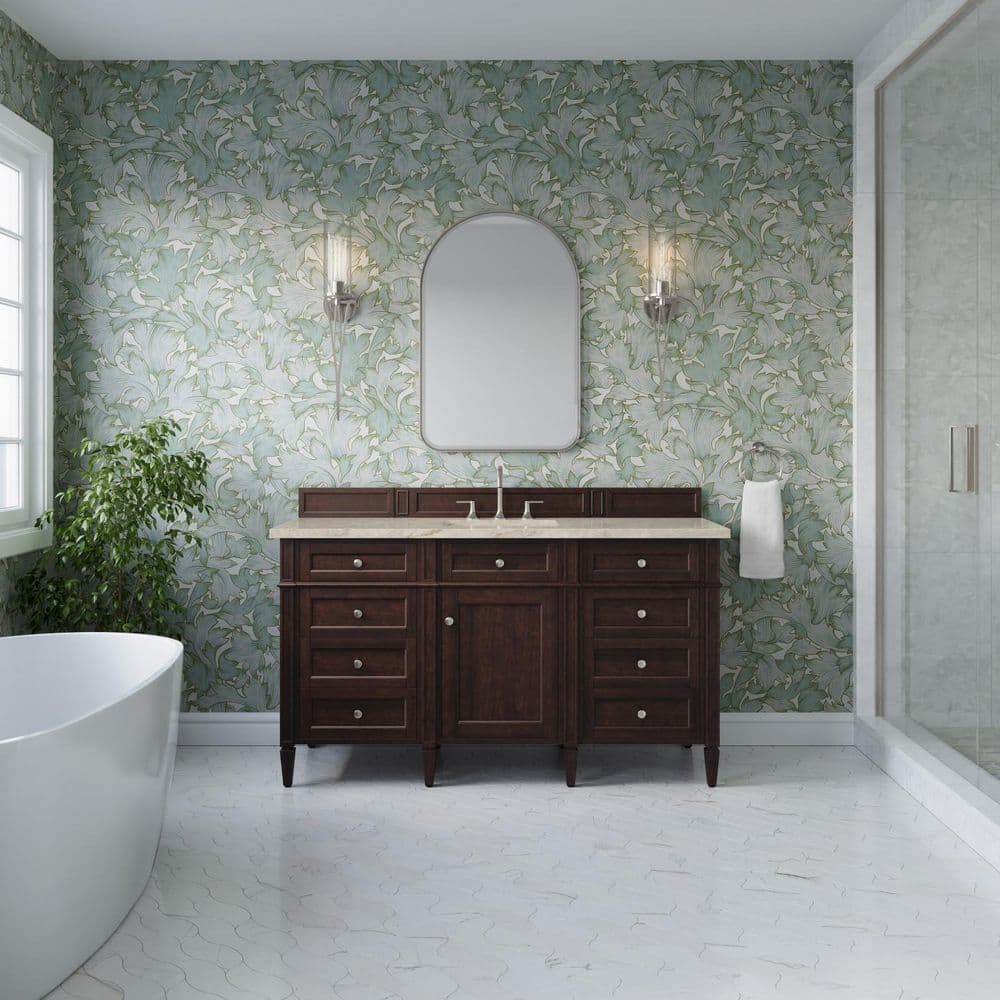 Brittany 60.0 in. Single Bath Vanity in Burnished Mahogany with Tajnar Wireless Charging Engineered Composite Top price history on PriceWatchPro