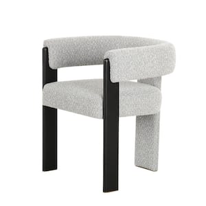 Gray and Black Polyester Wooden Frame Dining Chair