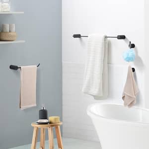 5-Piece Bath Hardware Set with Toilet Paper Holder Towel Hook and Towel Bar in Stainless Steel Matte Black