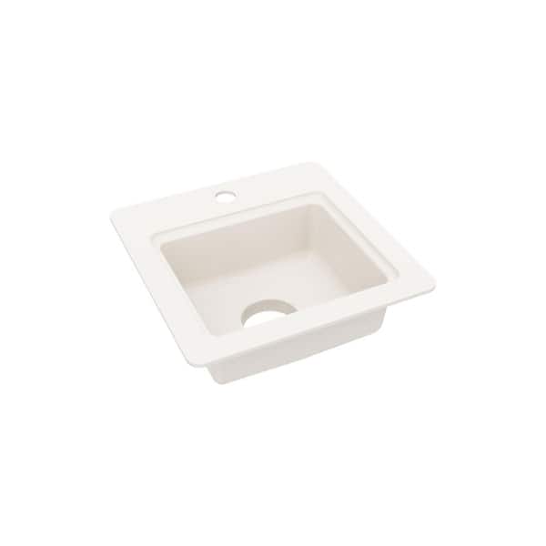 Solid Surface 15 in. 1-Hole Dual Mount Bar Sink in Bisque