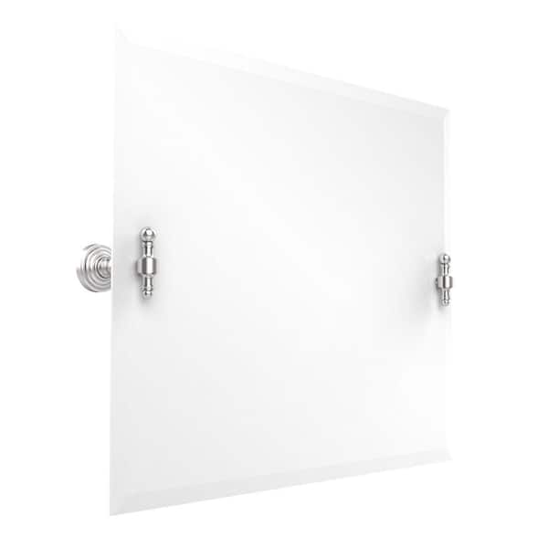 Allied Brass Retro-Wave Collection 26 in. x 21 in. Rectangular Landscape Single Tilt Mirror with Beveled Edge in Satin Chrome