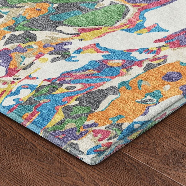 Mayfield Premium Machine Washable Abstract AMF2441 Cream 10 ft. x 14 ft. Area Rug