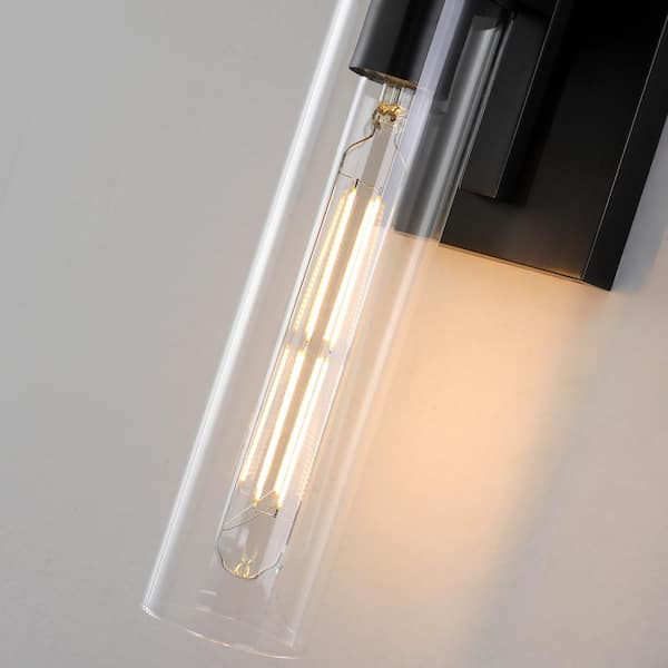 YUYI 24.8 in. 2-Light Matte Black Wall Sconce, Vanity light