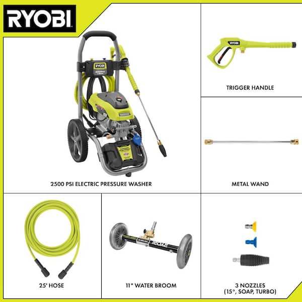 2500 PSI 1.2 GPM High Performance Cold Water Electric Pressure Washer with Water Broom