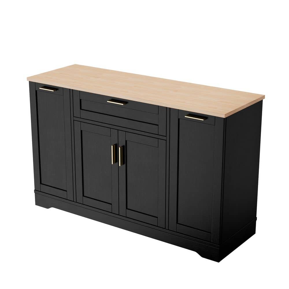 Black MDF Buffet with Adjustable Shelves and 3-Tier Pull-Out Rack price history on PriceWatchPro