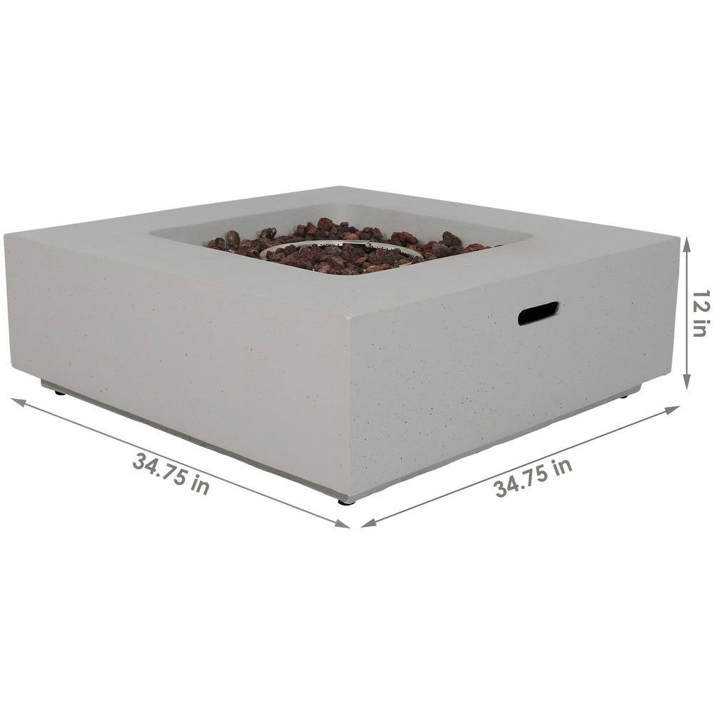 Gray Concrete Square Propane Gas Fire Pit Table