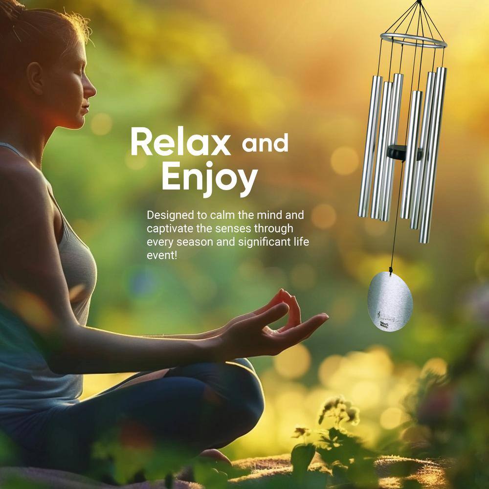 Nature's Melody 28" Silver Aluminum Outdoor Wind Chimes