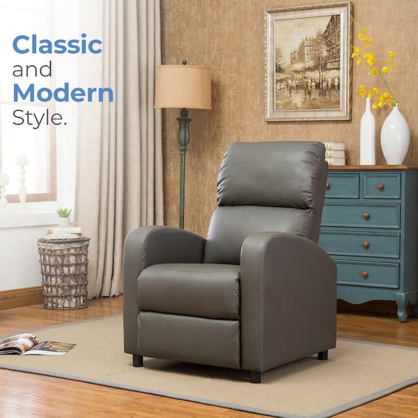 Good Gracious Light Gray Recliner Chair Modern Reclining Sofa Pushback Manual Recliner Heavy Duty For Bedroom Living Room P9959u266 The Home Depot