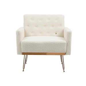 White Teddy Accent Chair with Rose Golden Feet
