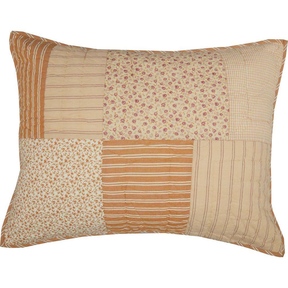 Camilia Patchwork Gold and Soft White Cotton Standard Sham