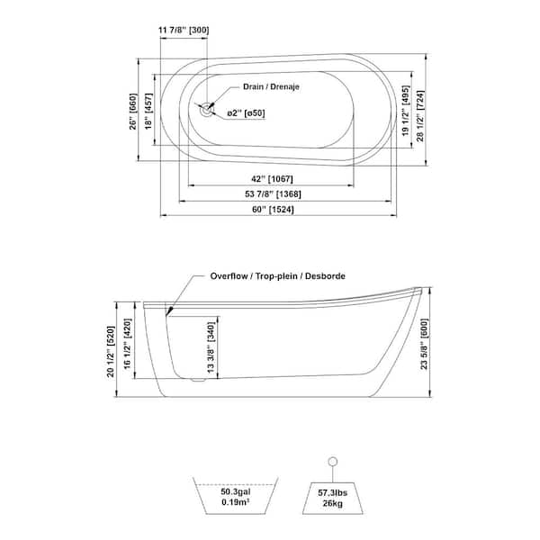 Glacier Bay Cantora 60 In Acrylic Flatbottom Non Whirlpool Bathtub In White Gbba013 The Home Depot