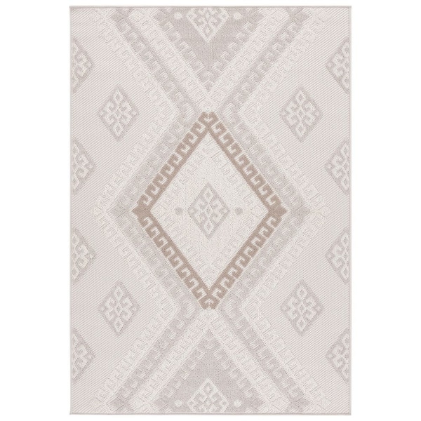 Global 4 ft. x 6 ft. Gray/Ivory Taupe Tribal Area Rug