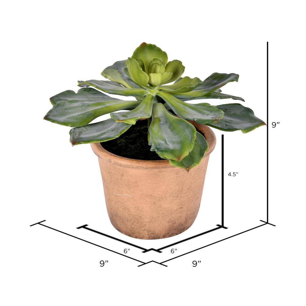 9" Green Faux Succulent in Brown Paper Pot