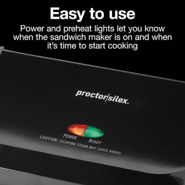 Proctor Silex Sandwich Maker, Nonstick Surface, White, Model 25401P