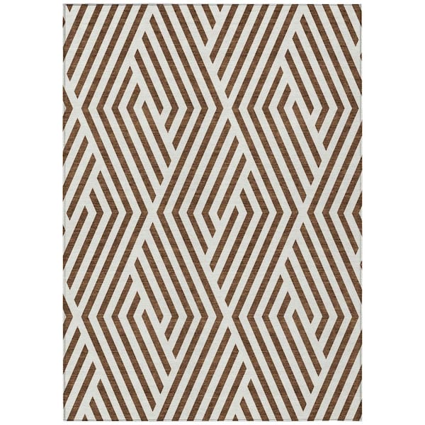 Chantille ACN550 Brown 10 ft. x 14 ft. Machine Washable Indoor/Outdoor Geometric Area Rug