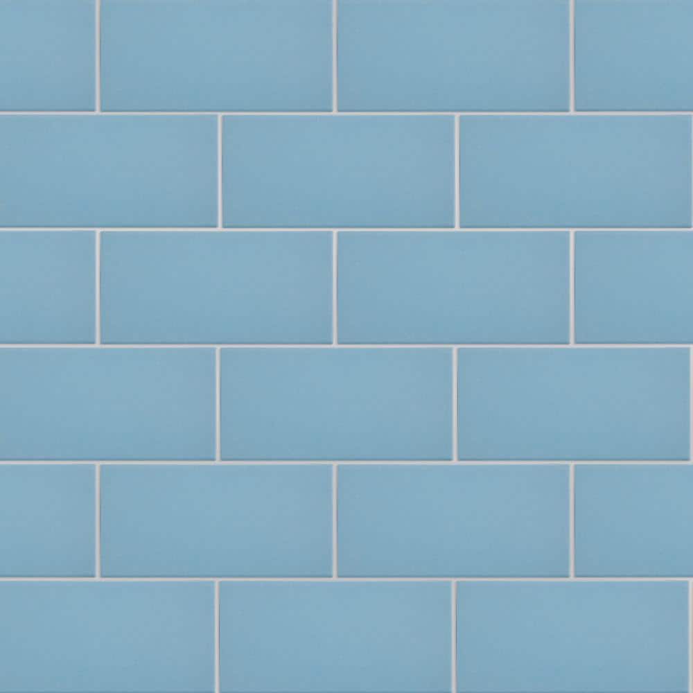 Merola Tile Piscina Brick Matte Blue 43/4 in. x 95/8 in. Porcelain