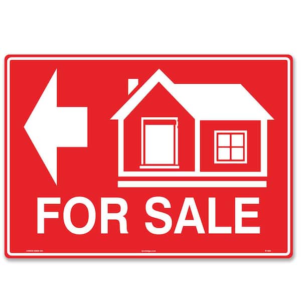 14 in. x 10 in. House For Sale Sign (Left Arrow) Printed on More Durable Longer-Lasting Thicker Styrene Plastic.