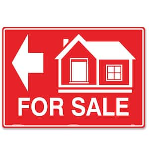 14 in. x 10 in. House For Sale Sign (Left Arrow) Printed on More Durable Longer-Lasting Thicker Styrene Plastic.